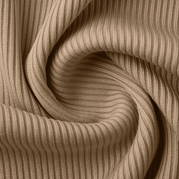 No Boundaries, Ribbed Knit Crop, Long Sleeve, Crew Neck, Stretchy, Khaki, XS - Picture 2 of 5